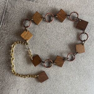 Wooden Belt in Gold & Brown Chain Lightweight Extra Small XS